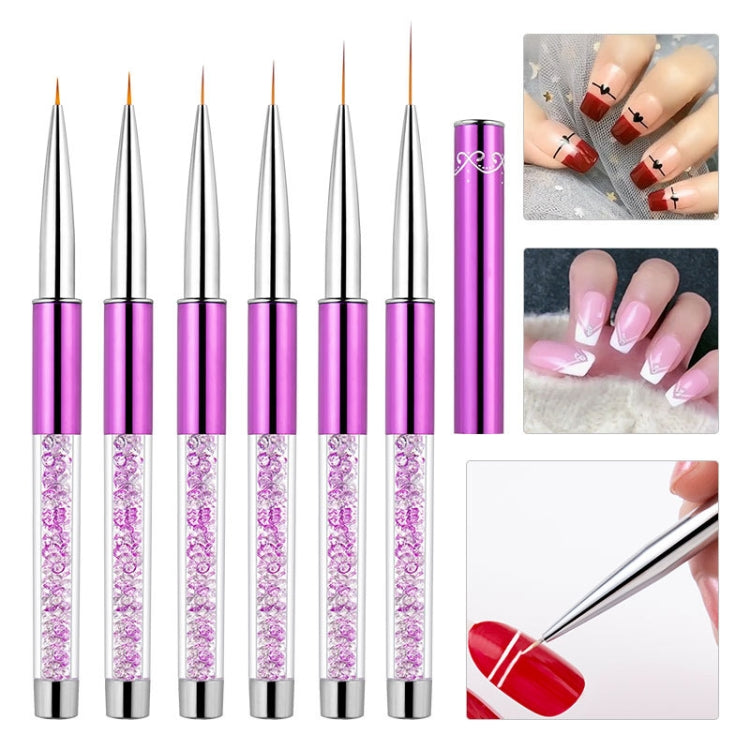 Nail Art Drawing Pen Purple Drill Rod Color Painting Flower Stripe Nail Brush With Pen Cover, Specification: 20mm by bashfashion