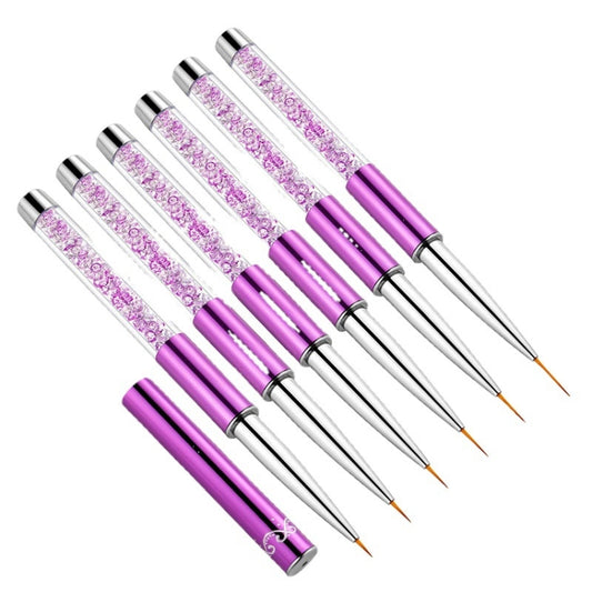 Nail Art Drawing Pen Purple Drill Rod Color Painting Flower Stripe Nail Brush With Pen Cover, Specification: 9mm by bashfashion