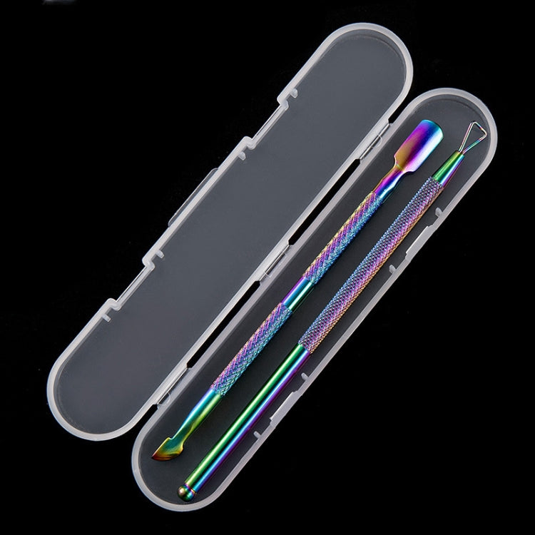2 in 1 Color Titanium Nail Remover Set Stainless Steel Double-headed Dead Skin Push Set by bashfashion