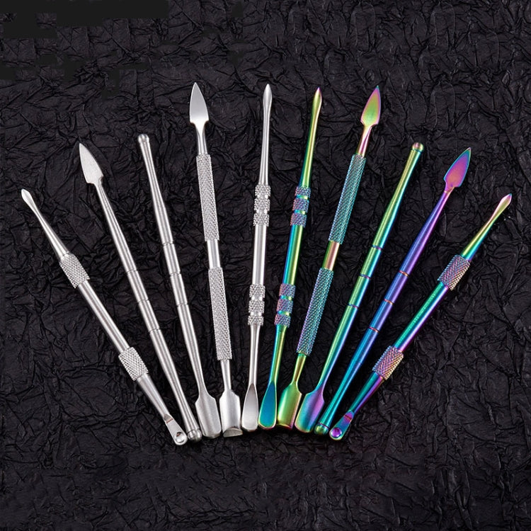 Nail Art Tool Set Smoke Cream Spoon Stainless Steel Steel Push Smoke Oil Spoon, Specification: 5 In 1 Color Titanium by bashfashion