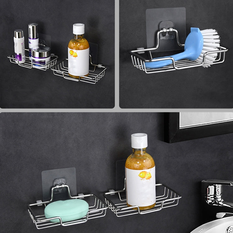 Stainless Steel Wall-Mounted Bathroom Soap Storage Rack, Style: Single Layer Curved With Sticker by bashfashion