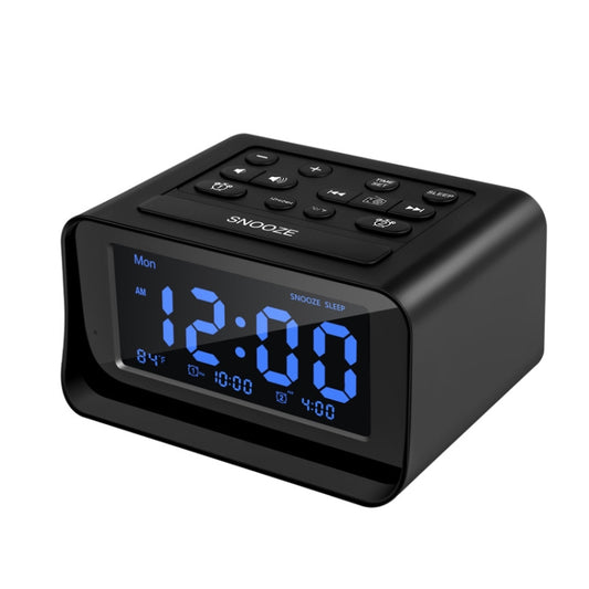 LED Digital Bedroom Alarm Clock With USB Charging Port Clock Radio Temperature Electronic Platform Clock, Specification: UK Plug(Black) by bashfashion