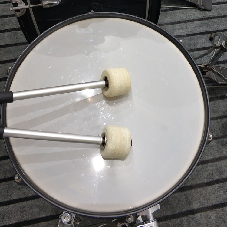 Percussion Accessories Wool Felt Stainless Steel Non-Slip Drumsticks Practice Playing Kick Drum Hammers by bashfashion