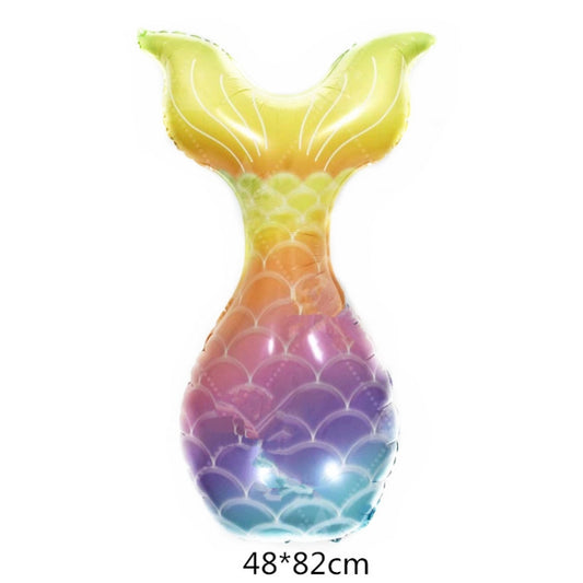 5 PCS Cartoon Mermaid Tail Aluminum Film Balloon Aquarium Decoration Balloon Mall Dress Up Balloon(Rainbow Color) by bashfashion