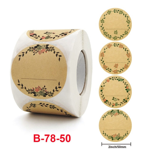 Rolled Handwritten Kraft Paper Sticker Gift Wedding Baking Decoration Label, Size: 2 Inch / 50mm(B-78-50) by bashfashion