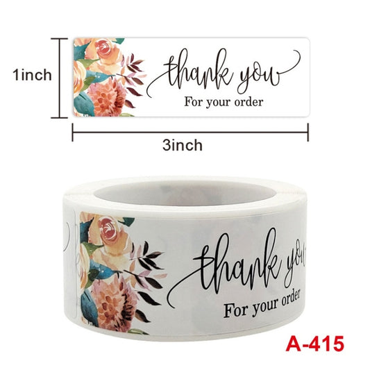 10 PCS Thank You Flower Sticker Gift Wrap Sealing Sticker, Size: 1x3 Inch(A-415) by bashfashion