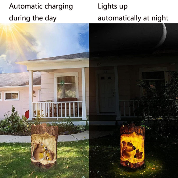 Solar Squirrel Tree Stump Christmas Decoration Light Garden Holiday Atmosphere Outdoor Landscape Light(Warm Light) by bashfashion