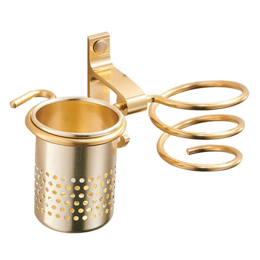 Space Aluminum Golden Hair Dryer Rack With Barrel (Gold) by bashfashion