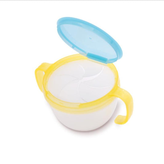 Baby Snacks Bowl Children Kids Food Storage Dishes Anti Spill 360 Rotate Baby Solid Feeding Plate Tableware Baby Feeding Stuff(Yellow) by bashfashion
