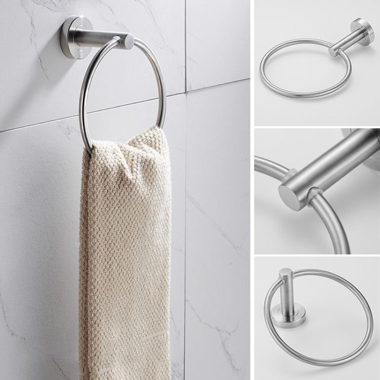 304 Stainless Steel With Grooved Bathroom Pendant Bathroom Shelf,Style: Wire Drawing Towel Ring by bashfashion