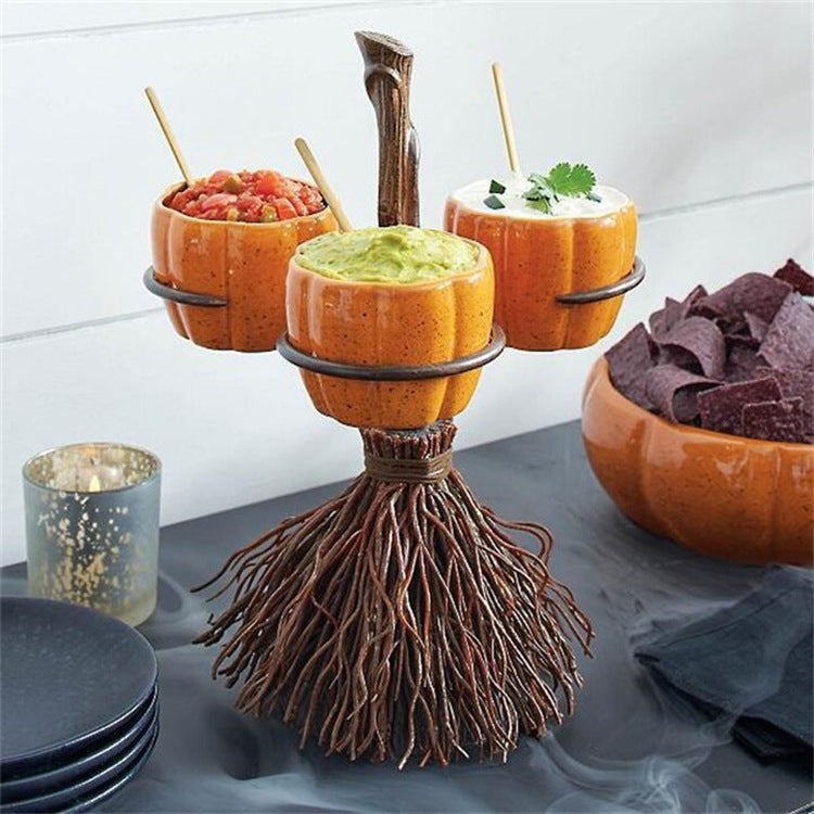 Halloween Pumpkin Snack Bowl Stand Decorative Storage Rack,Style: Six Cups Set by bashfashion
