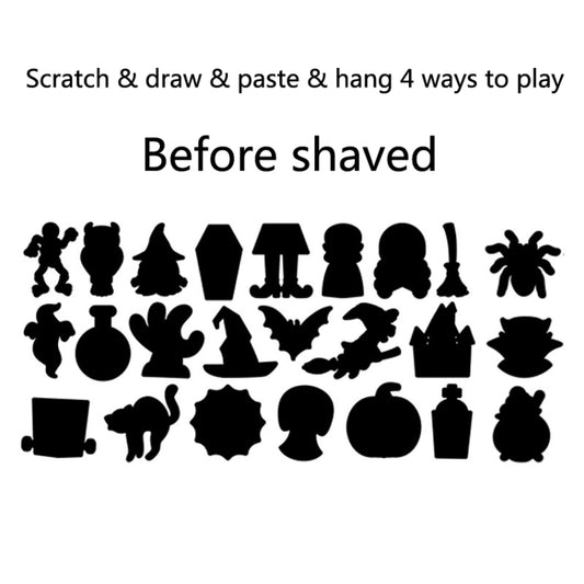 24 PCS / Set GG-24 Children Colorful Halloween Scratch Painting Set DIY Funny Ornaments Holiday Scratch Painting Paper by bashfashion