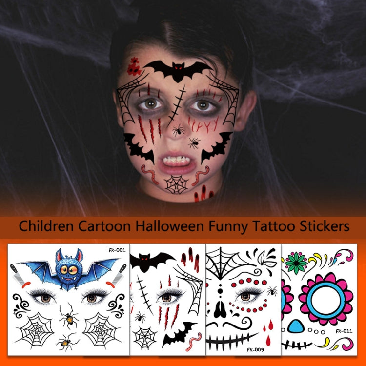 10 PCS Water Transfer Stickers Children Cartoon Halloween Funny Tattoo Stickers Horror Decoration Face Stickers(FK-008) by bashfashion