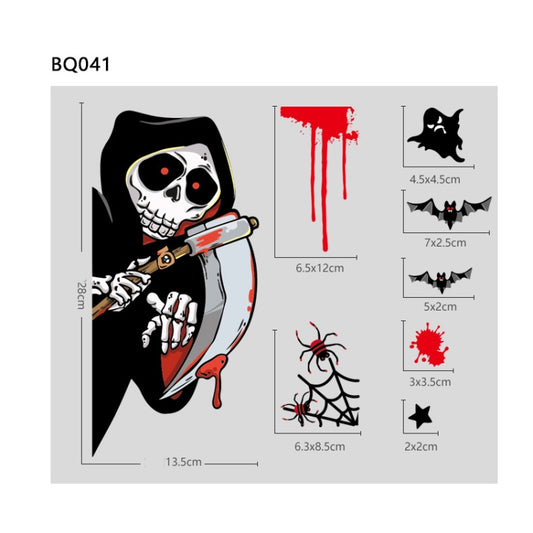 Halloween Decoration Stickers Pumpkin Lamp Spider Ghost Electrostatic Stickers,Style: BQ41-42-43-44-47-48 by bashfashion