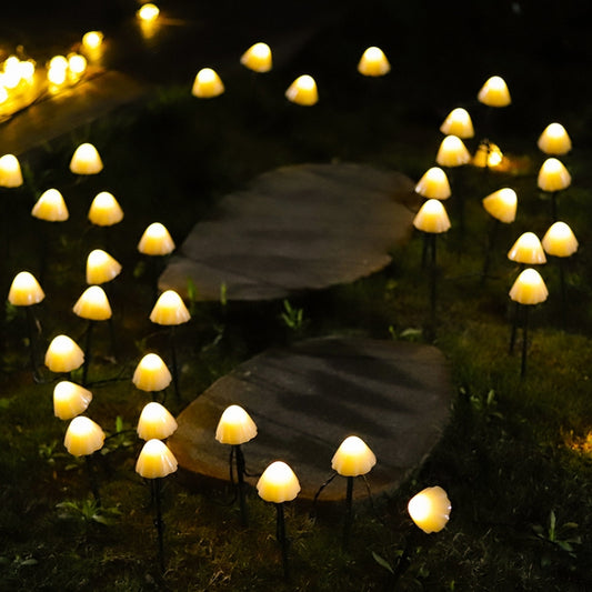 3.8m 10 LEDs Solar Mushroom Lawn Light Outdoor Waterproof Garden Villa Landscape Decorative String Lights(Warm White Light) by bashfashion