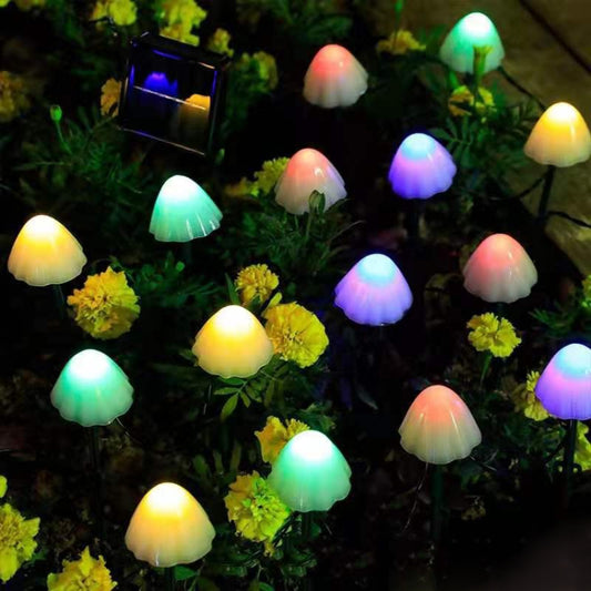 5m 20 LEDs Solar Mushroom Lawn Light Outdoor Waterproof Garden Villa Landscape Decorative String Lights(Colorful Light) by bashfashion