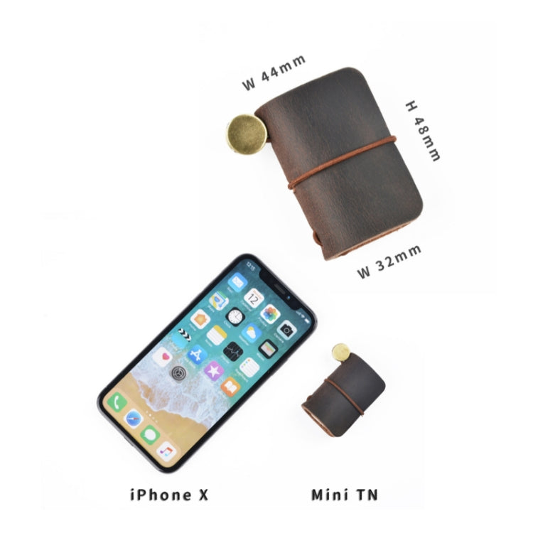 Ultra-Small Mini TN Hand Account Book Leather Notebook Portable Travel Diary(Oil Wax Leather Tea) by bashfashion