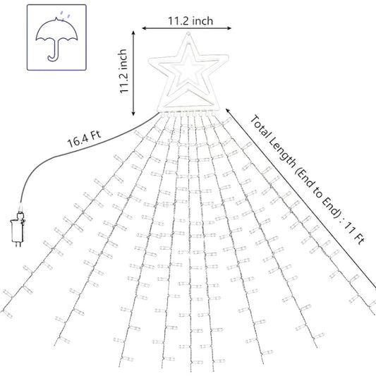 10LM 350 LED Star Waterfall Light Christmas Tree String Lights Outdoor Meteor Light, Plug Spec: US Plug(Warm White Light) by bashfashion