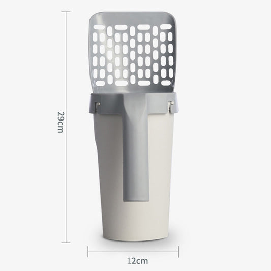 All-In-One Cat Litter Scoop Pet Toilet Picker Removable Portable Plastic Scoop(Gray White) by bashfashion