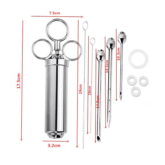 8 in 1 Stainless Steel Seasoning Turkey Syringe Kitchen Seasoning Syringe by bashfashion