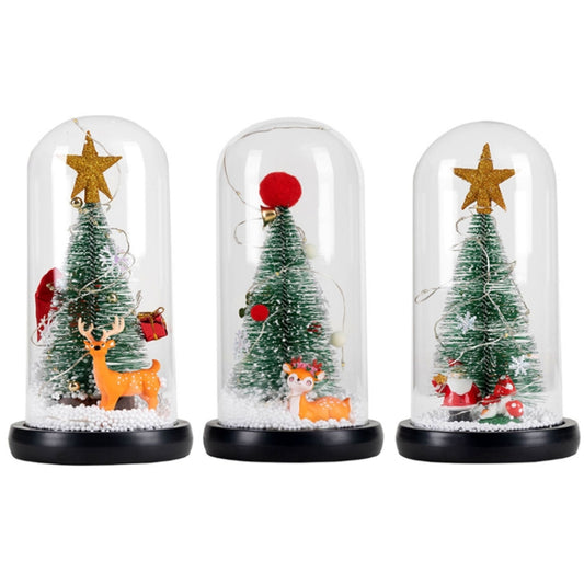 Christmas Cedar Window Display Glass Cover LED Light Ornaments(Star Deer) by bashfashion