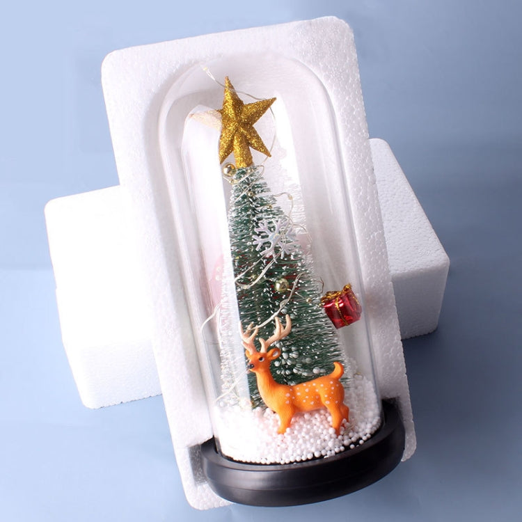 Christmas Cedar Window Display Glass Cover LED Light Ornaments(Star Deer) by bashfashion