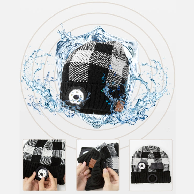 M3-BL Bluetooth LED Music Headset Hat Lady Warm Night Lighting Hat(Black White) by bashfashion