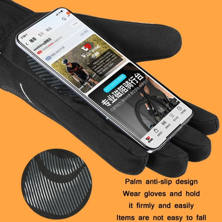 WEST BIKING YP0211221 Winter Warm Fleece Riding Gloves Non-Slip Waterproof Touch Screen Gloves, Size: L(Black) by WEST BIKING
