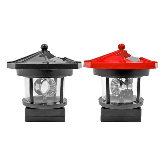 Outdoor Waterproof LED Solar Rotating Lighthouse Garden Decoration Induction Landscape Light(Red) by bashfashion
