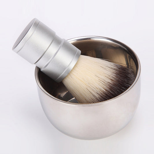 Stainless Steel Animal Hair Beard Brush Manual Stirring And Foaming Shaving Tool, Specification: Bowl + Brush by bashfashion