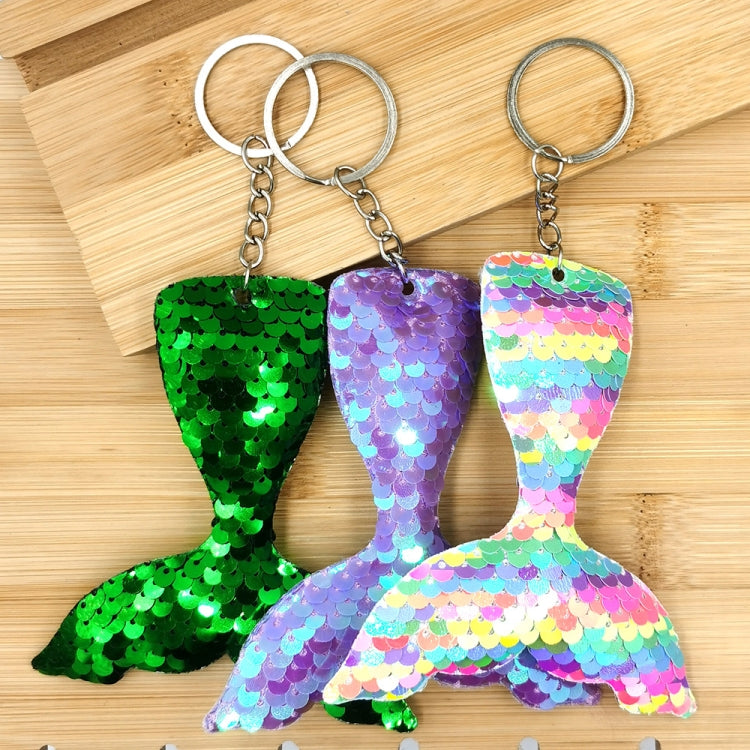 10 PCS Reflective Mermaid Keychain Sequins Mermaid Tail Accessories Car Luggage Pendant(Candy Color 63) by bashfashion