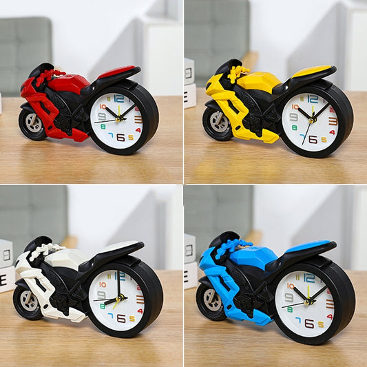 Motorcycle Alarm Clock Ornaments Creative Child Gift Clock(Yellow Motorcycle Racing) by bashfashion