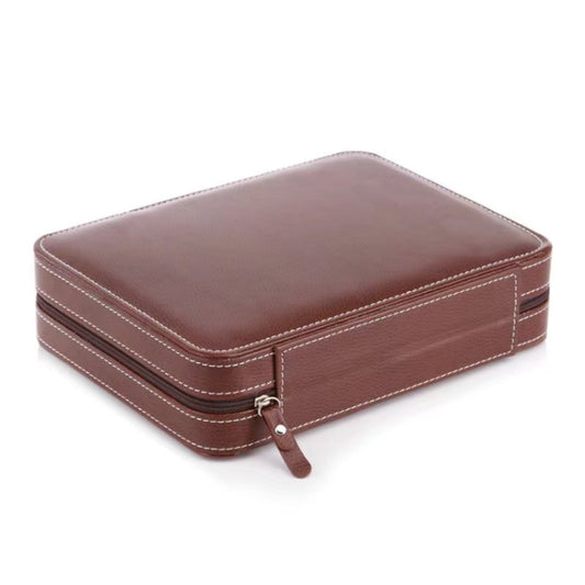 8-Digit Watch Storage Box Watch Display Box Portable Watch Travel Bag, Specification: 24 x 18 x 6cm(Brown) by bashfashion