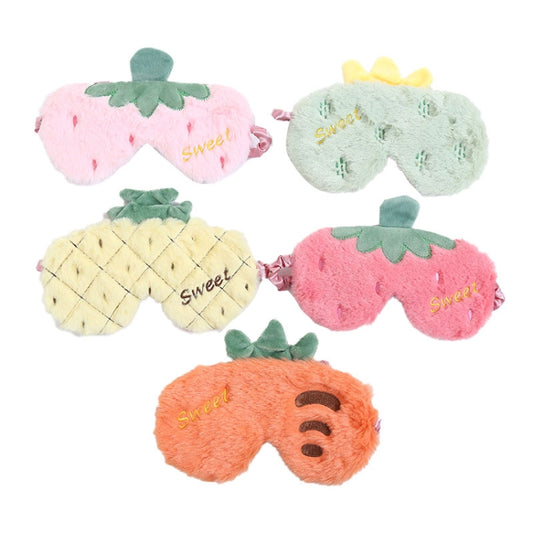 Fruit Plush Eye Mask Cute Soft Girl Sleep Blackout Eye Mask(Strawberry) by bashfashion