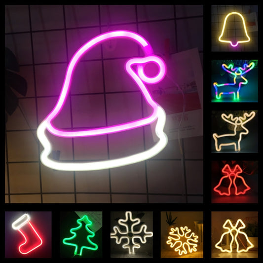 Christmas Decoration Neon Lights Wall-Mounted Ornaments, Spec: Christmas Hat by bashfashion