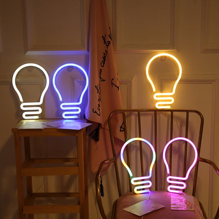 Bulb Neon Light Battery USB Dual-Power LED Decorative Modeling Lamp(Warm Light) by bashfashion