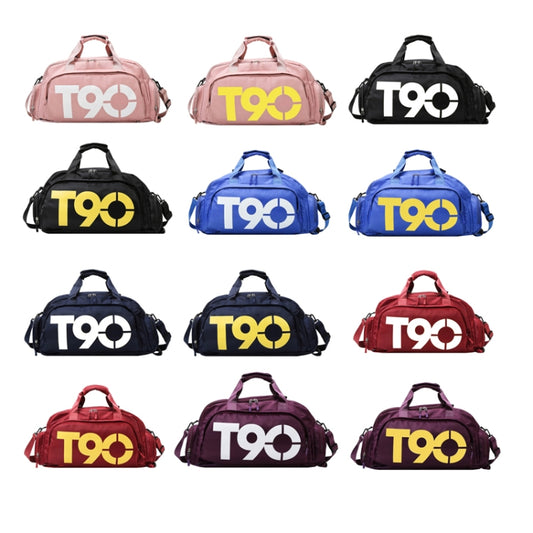 Sports Fitness Bag Large Capacity Luggage Bag Dry Wet Separation With Shoes Position Hand-Held Backpack Travel Bag(Purple Yellow) by bashfashion