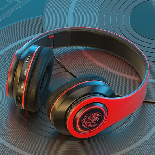 B39 Wireless Bluetooth Headset Subwoofer With Breathing Light Support TF Card(Red Black) by bashfashion