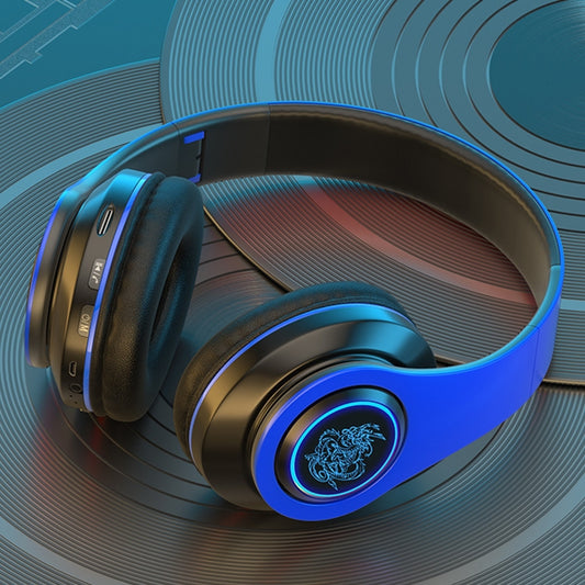 B39 Wireless Bluetooth Headset Subwoofer With Breathing Light Support TF Card(Black Blue) by bashfashion