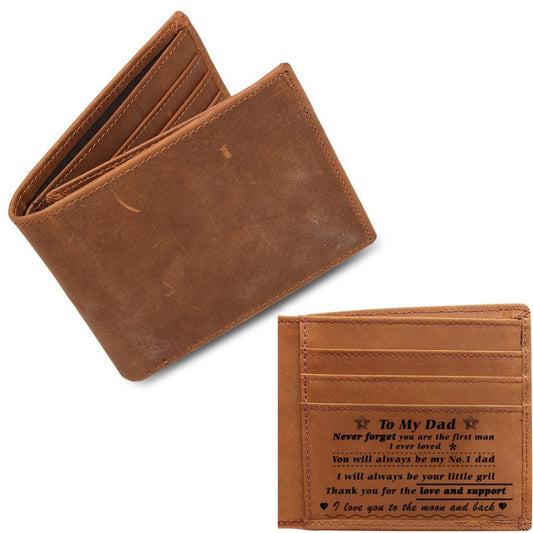 6003 Men Gift Crazy Horse Leather Lettering Laser Mark Wallet(B41) by bashfashion
