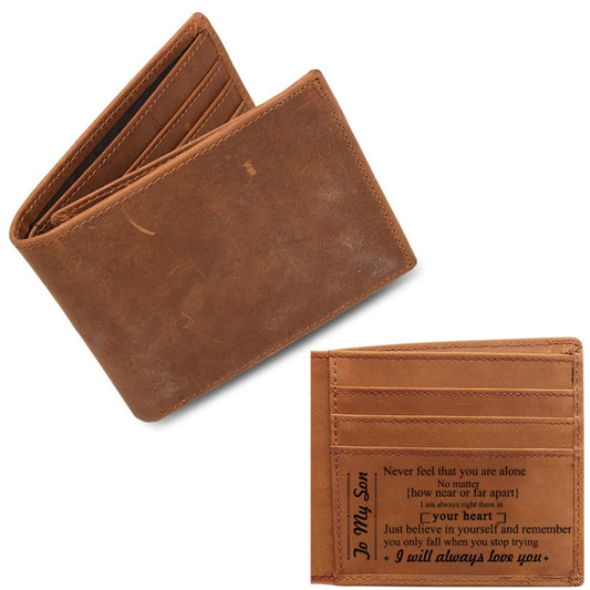 6003 Men Gift Crazy Horse Leather Lettering Laser Mark Wallet(B123) by bashfashion