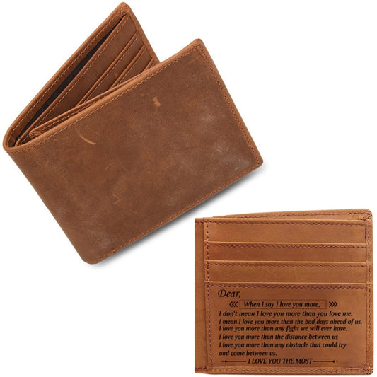 6003 Men Gift Crazy Horse Leather Lettering Laser Mark Wallet(BT3) by bashfashion