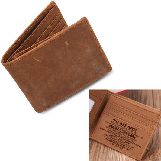 6003 Men Gift Crazy Horse Leather Lettering Laser Mark Wallet(VE2044) by bashfashion