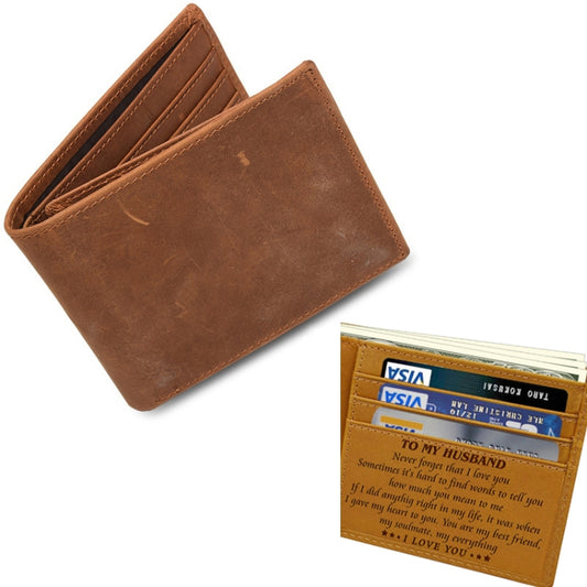 6003 Men Gift Crazy Horse Leather Lettering Laser Mark Wallet(Ve1705) by bashfashion