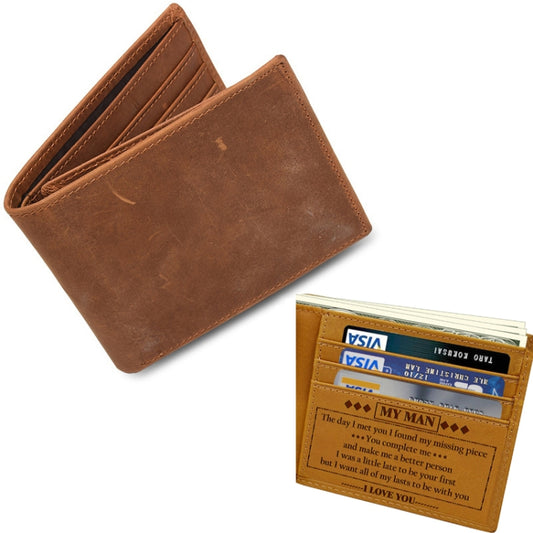 6003 Men Gift Crazy Horse Leather Lettering Laser Mark Wallet(Ve1784) by bashfashion