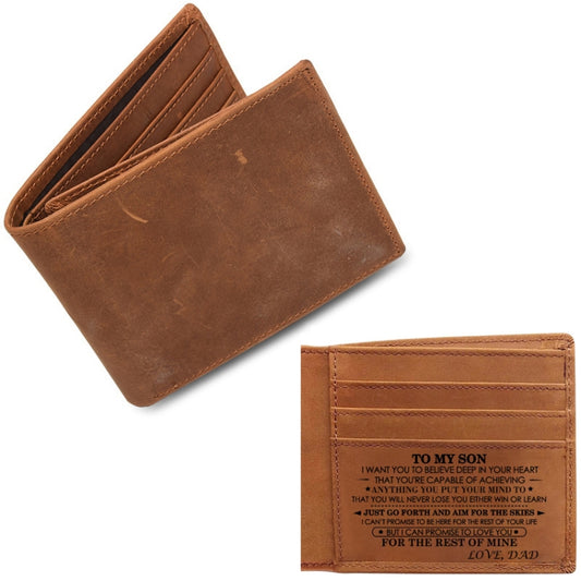 6003 Men Gift Crazy Horse Leather Lettering Laser Mark Wallet(Ve1104) by bashfashion