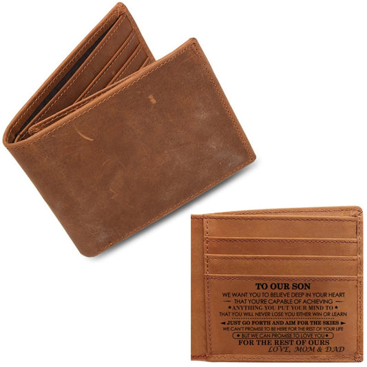 6003 Men Gift Crazy Horse Leather Lettering Laser Mark Wallet(VE12104) by bashfashion