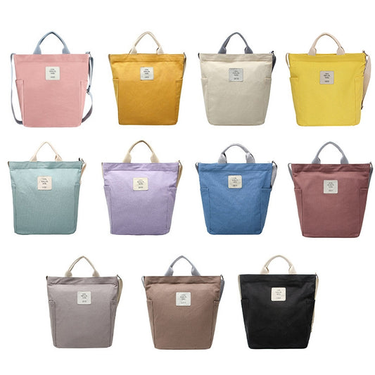 Shoulder Messenger Bag Women Handle Canvas Bag(Pink) by bashfashion