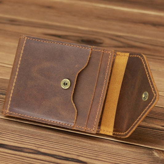 1071 Men Crazy Horse Leather Driver License Storage Wallet(Yellow Brown) by bashfashion