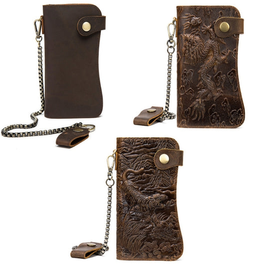 B161 RFID Retro Anti-Degaussing Iron Chain Leather Wallet(Brown Embossed Tiger) by bashfashion